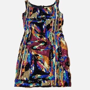 X By Christyne Forti Vintage Sequin Beaded Dress Sz 6 Silk Shell